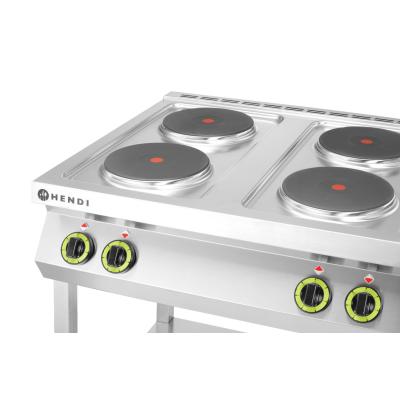 Elektrický vařič Kitchen Line – 4 plotýnky s otevřenou podstavou, HENDI, Kitchen Line, 400V/10400W, 800x700x(H)900mm | 226223